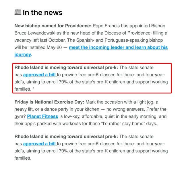 News Placement - Weekly Roundup